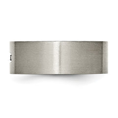 Chisel Titanium Brushed 1/15 Carat Diamond Cross 8mm Flat Band