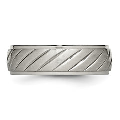 Chisel Titanium Brushed and Polished 7mm Grooved Band