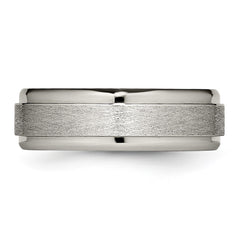Chisel Titanium Brushed Center 7mm Ridged Edge Band