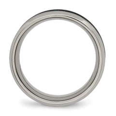 Chisel Titanium Polished with Black and Green Carbon Fiber Inlay 8mm Band