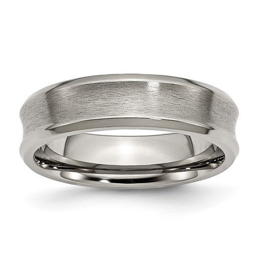 Chisel Titanium Brushed and Polished Concave 6mm Beveled Edge Band