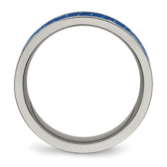 Chisel Titanium Polished with Blue Carbon Fiber Inlay 8mm Flat Band