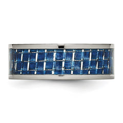 Chisel Titanium Polished with Blue Carbon Fiber Inlay 8mm Flat Band