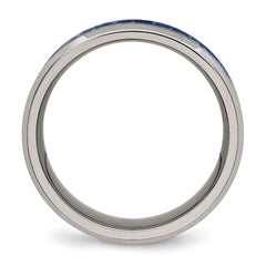 Chisel Titanium Polished with Blue Carbon Fiber Inlay 8mm Beveled Edge Band