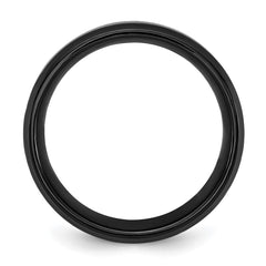 Chisel Black Titanium Polished with Black and Blue Carbon Fiber Inlay 8mm Band