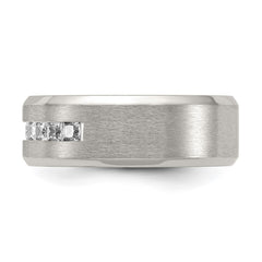 Chisel Titanium Brushed and Polished with CZ 8mm Band