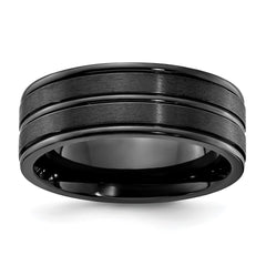 Chisel Titanium Black IP-plated Brushed and Polished 8mm Band