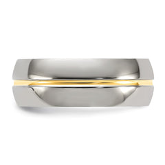 Chisel Titanium Yellow IP-plated Grooved 8mm Polished Band