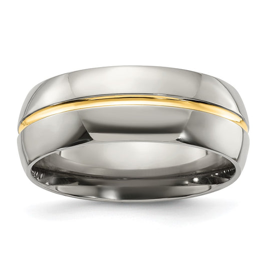 Chisel Titanium Yellow IP-plated Grooved 8mm Polished Band