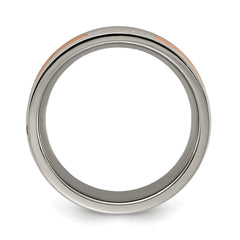 Chisel Titanium Polished Rose IP-plated with CZ 7.00mm Band