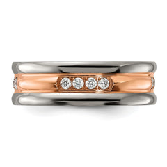 Chisel Titanium Polished Rose IP-plated with CZ 7.00mm Band