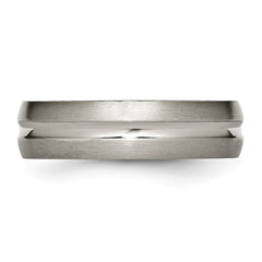 Chisel Titanium Brushed and Polished 6mm Grooved Band
