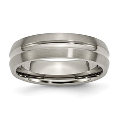 Chisel Titanium Brushed and Polished 6mm Grooved Band