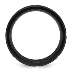 Chisel Titanium Brushed and Polished Black IP-plated Notched 8mm Band