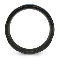 Chisel Titanium Brushed and Polished Black and Blue IP-plated 8mm Band