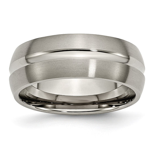 Chisel Titanium Brushed and Polished 8mm Grooved Band