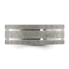 Chisel Titanium Polished Laser-cut Grooved 8mm Band