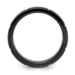 Chisel Titanium Polished Black IP-plated Grooved 6mm Band