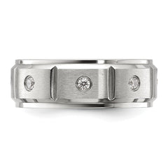 Chisel Titanium Brushed and Polished with CZ 8mm Band