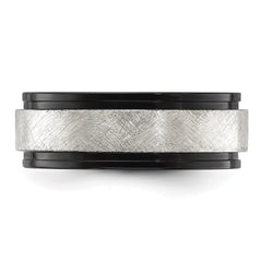 Chisel Titanium Polished with Brushed Center Black IP-plated 8mm Band