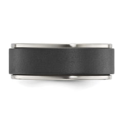 Chisel Titanium Polished with Brushed Black Zirconium Rotating Inner Channel 8mm Band