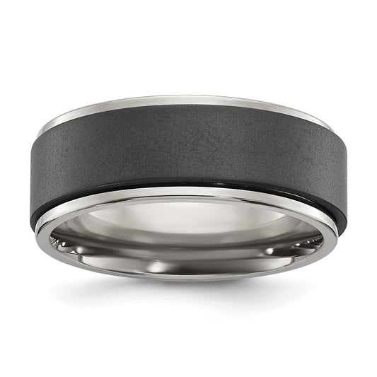 Chisel Titanium Polished with Brushed Black Zirconium Rotating Inner Channel 8mm Band