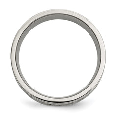 Chisel Titanium Polished with Sterling Silver Inlay Celtic Knot 8mm Flat Band