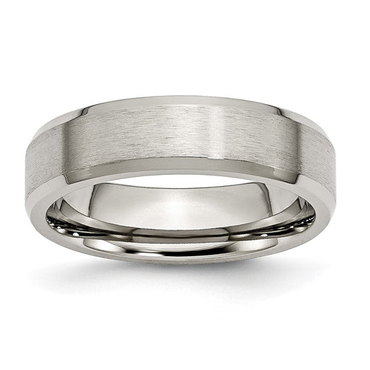 Chisel Titanium Brushed and Polished 6mm Beveled Edge Band