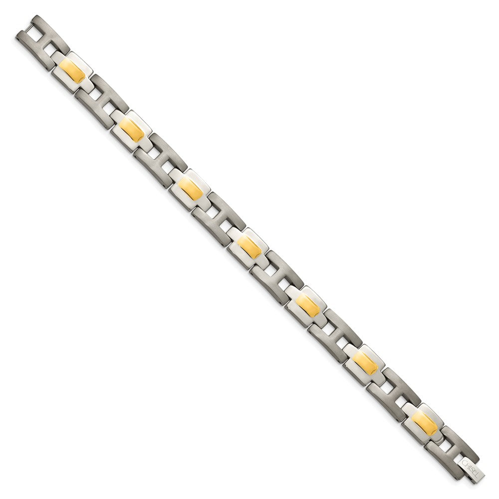 Chisel Titanium Brushed and Polished Yellow IP-Plated 9 inch Bracelet TBB126-9