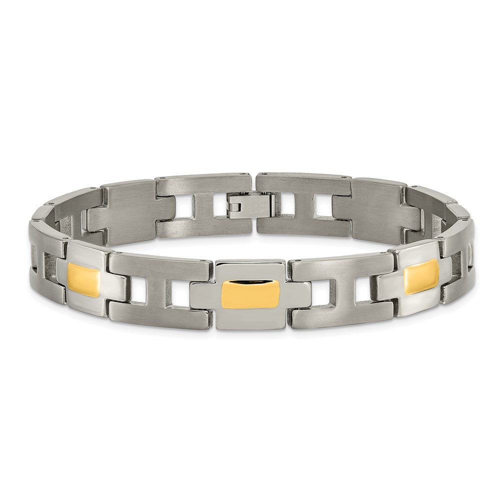 Chisel Titanium Brushed and Polished Yellow IP-Plated 9 inch Bracelet TBB126-9