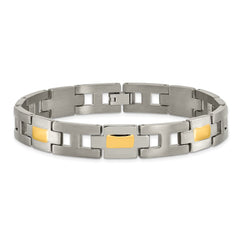 Chisel Titanium Brushed and Polished Yellow IP-Plated 9 inch Bracelet TBB126-9