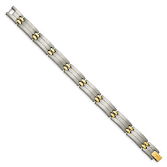 Chisel Titanium Brushed and Polished Yellow IP-Plated 8.5 inch Bracelet TBB127-8.5