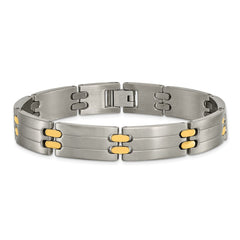 Chisel Titanium Brushed and Polished Yellow IP-Plated 8.5 inch Bracelet TBB127-8.5