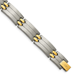 Chisel Titanium Brushed and Polished Yellow IP-Plated 8.5 inch Bracelet TBB127-8.5