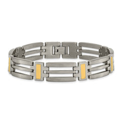 Chisel Titanium Brushed and Polished Yellow IP-Plated 8.5 inch Bracelet TBB128-8.5