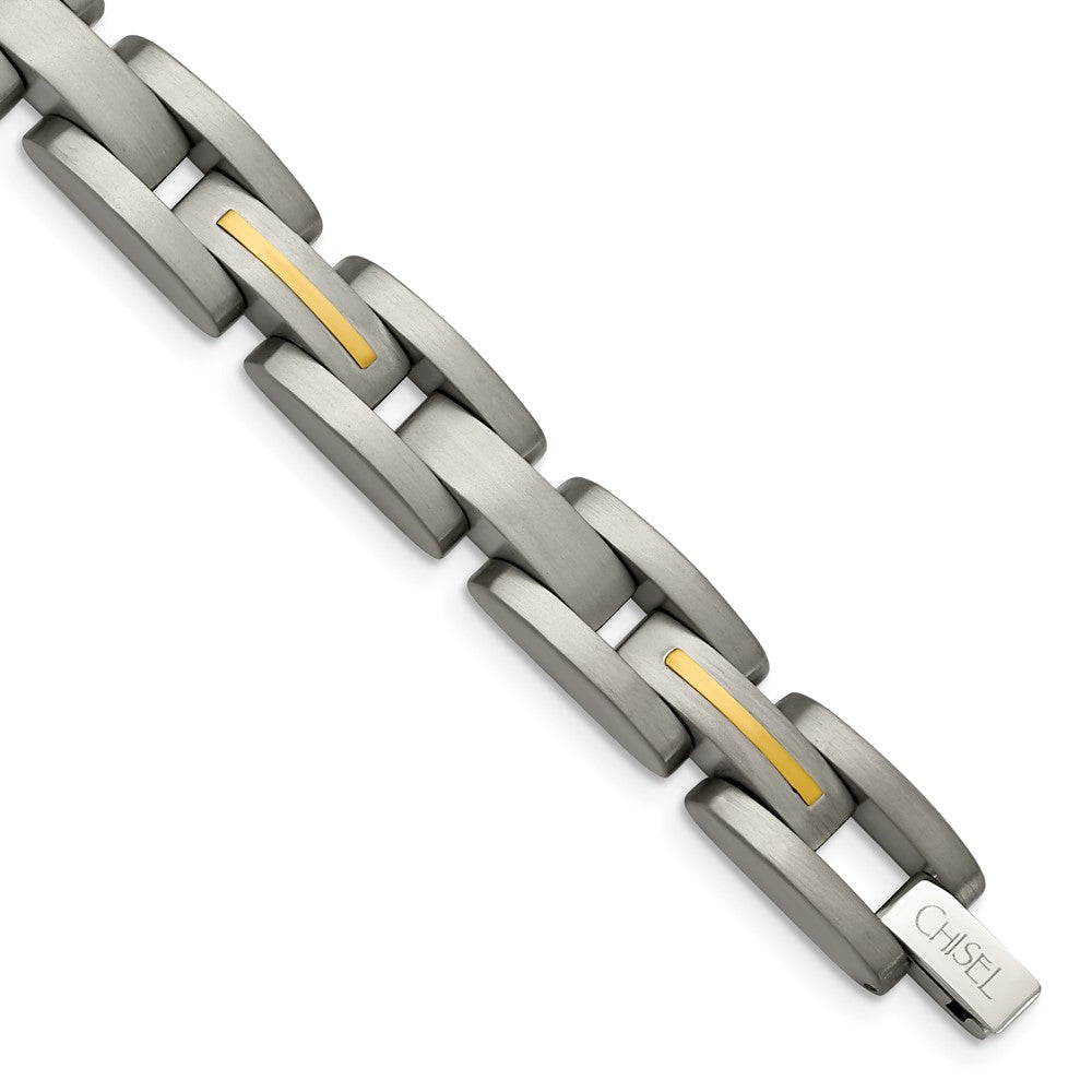Chisel Titanium with 14k Gold Inlay Brushed 8.5 inch Bracelet TBB131-8.5