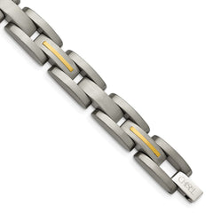 Chisel Titanium with 14k Gold Inlay Brushed 8.5 inch Bracelet TBB131-8.5