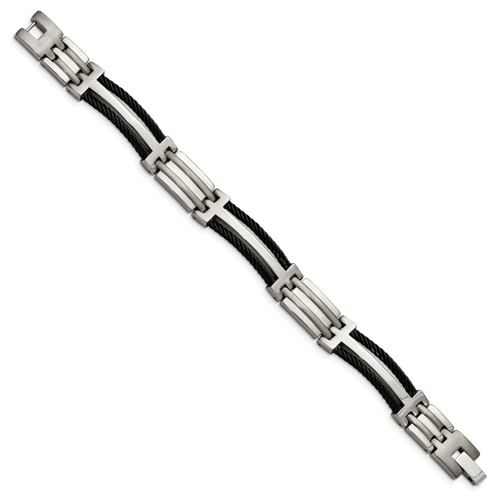 Chisel Titanium Brushed and Polished Black IP-plated 8.5 inch Bracelet TBB133-8.5