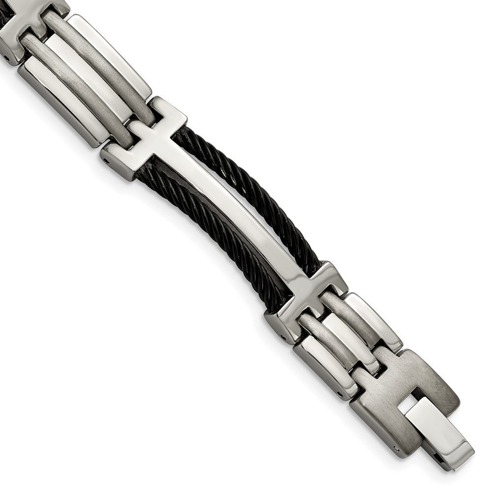 Chisel Titanium Brushed and Polished Black IP-plated 8.5 inch Bracelet TBB133-8.5