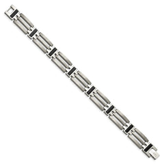 Chisel Titanium Brushed and Polished Black IP-plated 8.5 inch Bracelet TBB137-8.5