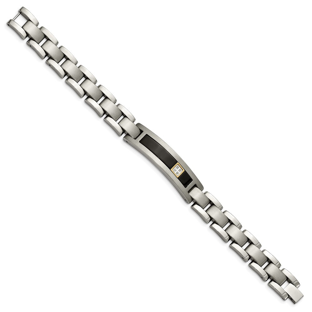 Chisel Titanium with 14K Gold Brushed and Polished with Black Onyx .05 carat Diamond 8.75 inch Bracelet TBB160-8