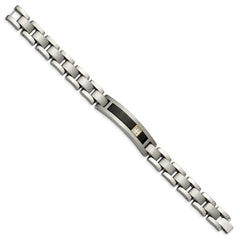 Chisel Titanium with 14K Gold Brushed and Polished with Black Onyx .05 carat Diamond 8.75 inch Bracelet TBB160-8