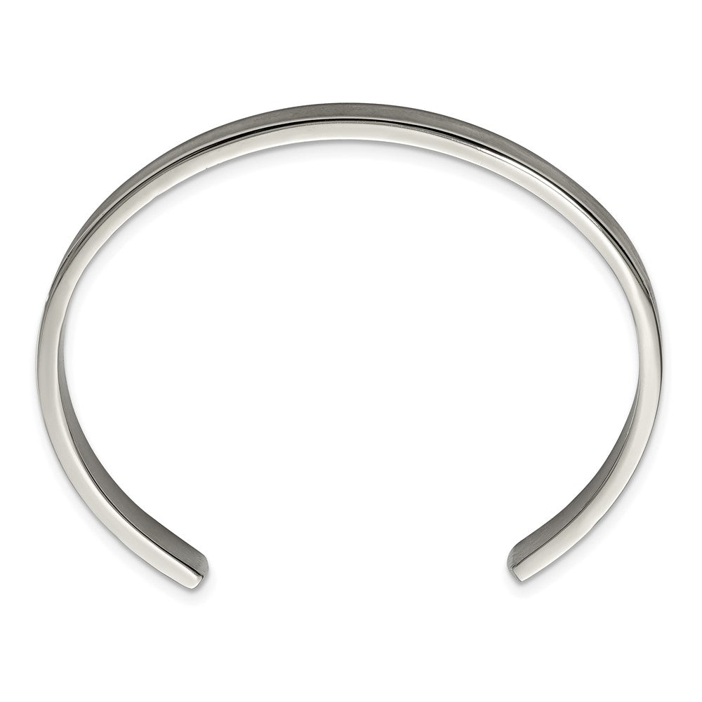 Chisel Titanium Brushed with Polished Edge 6.5mm Cuff Bangle TBB174