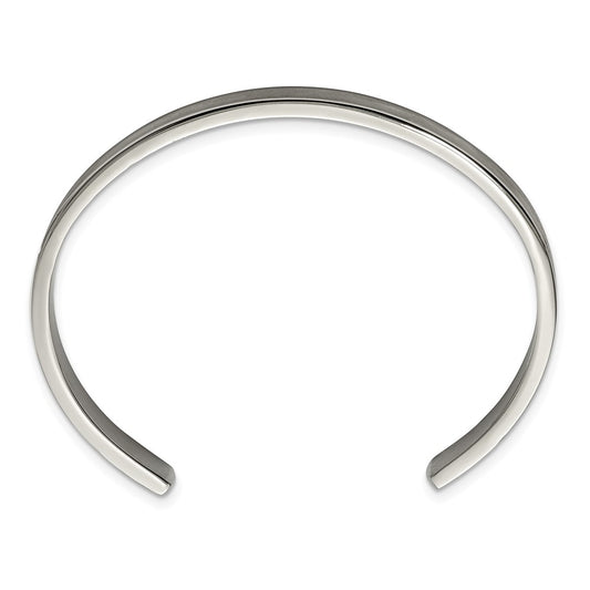 Chisel Titanium Brushed with Polished Edge 6.5mm Cuff Bangle TBB174