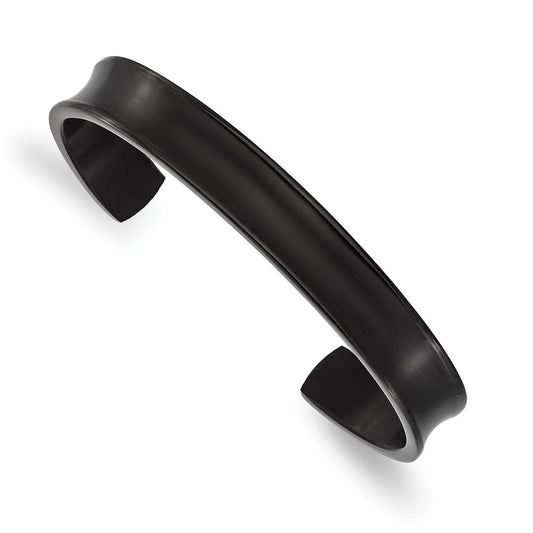 Chisel Titanium Brushed with Polished Edge Black IP-plated 10mm Cuff Bangle TBB175
