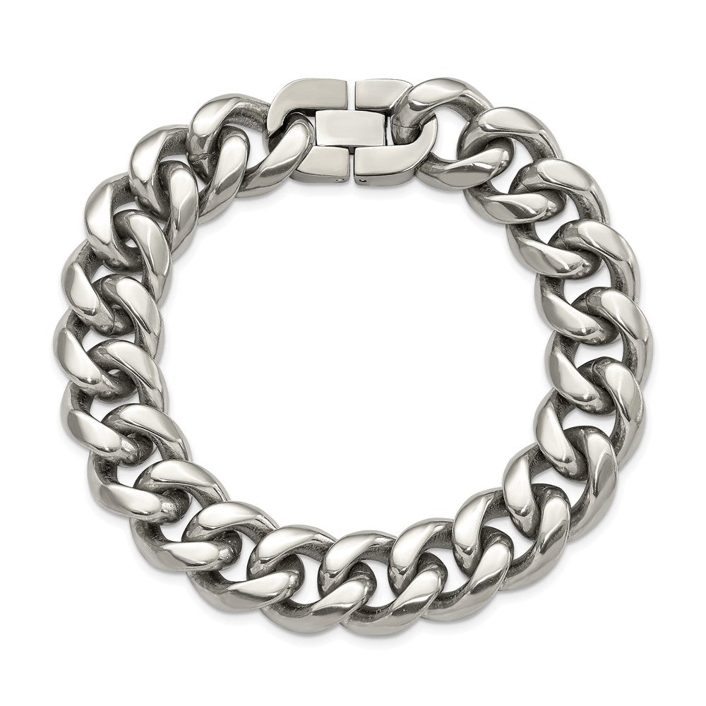 Chisel Titanium Polished 14.50mm Curb 8.5 inch Bracelet TBB189-8.5