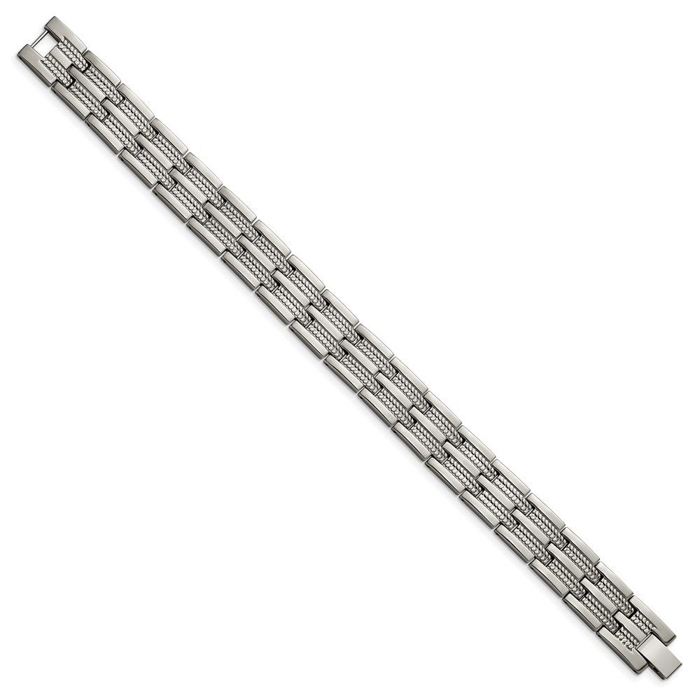 Chisel Titanium Polished and Textured 8.5 inch Link Bracelet TBB2785-8.5