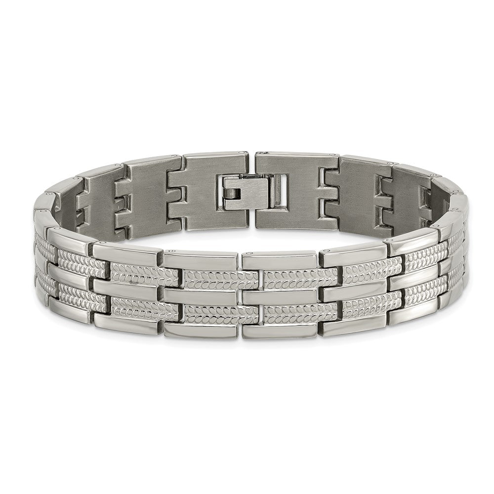 Chisel Titanium Polished and Textured 8.5 inch Link Bracelet TBB2785-8.5