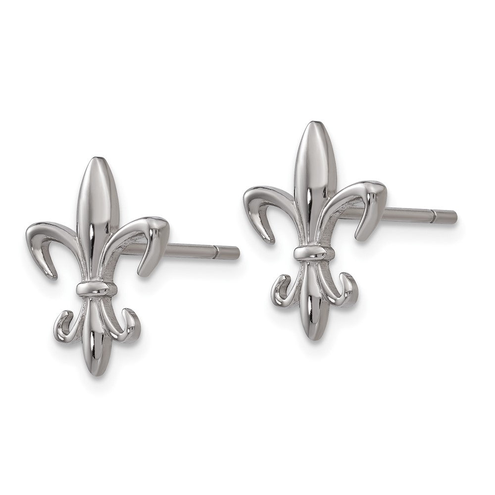 TBE100 Chisel Titanium Polished Fleur de lis Post Earrings