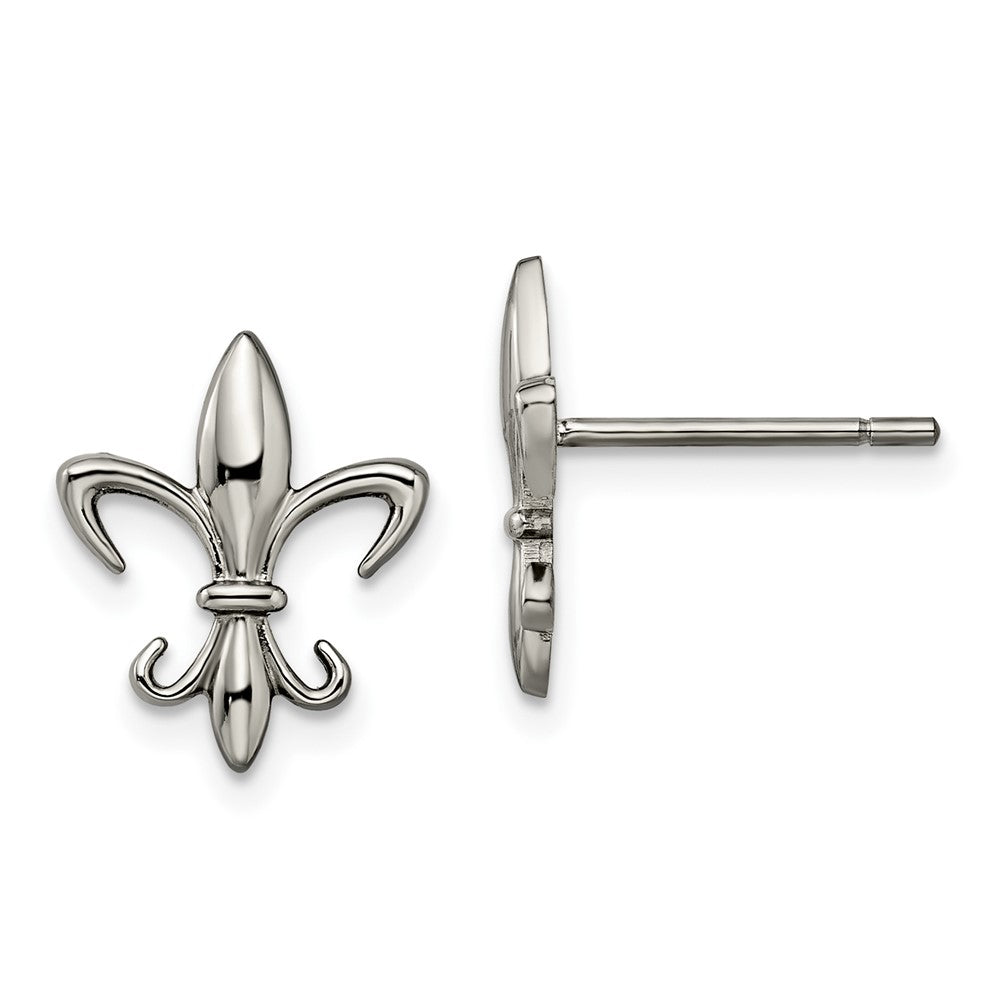 TBE100 Chisel Titanium Polished Fleur de lis Post Earrings